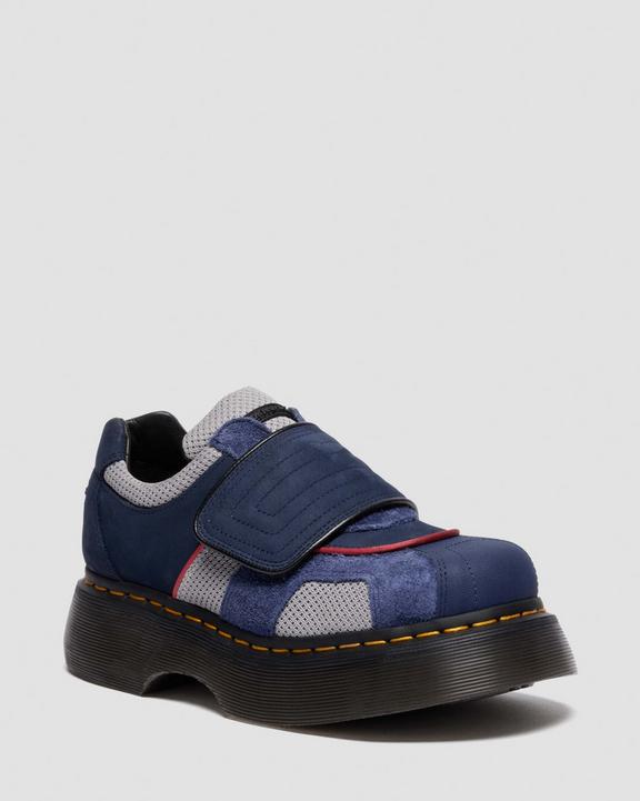 Dr Martens Buzz Strap Mixed Material Shoes - Midnight Blue+Mid Grey