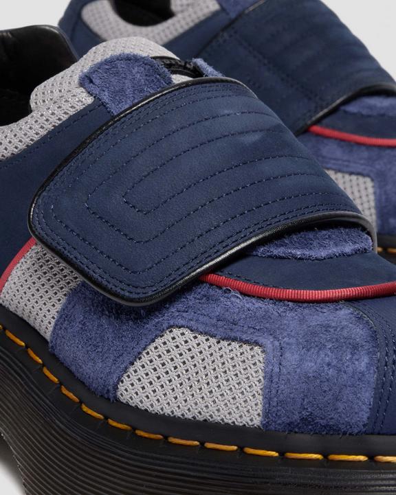 Dr Martens Buzz Strap Mixed Material Shoes - Midnight Blue+Mid Grey