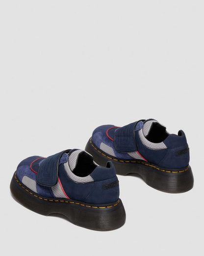 Dr Martens Buzz Strap Mixed Material Shoes - Midnight Blue+Mid Grey