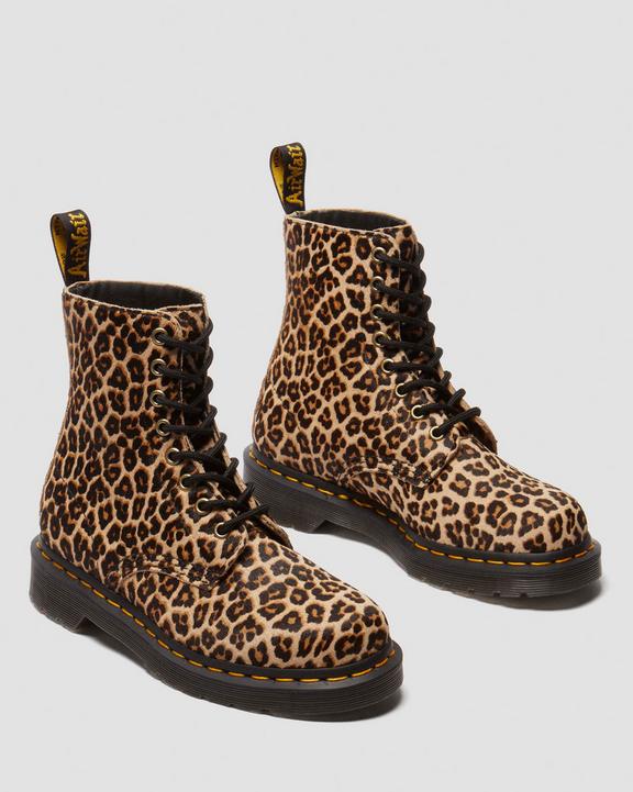 Dr. Martens Leopard Leather Lace Up Boots Light Tan - Mens