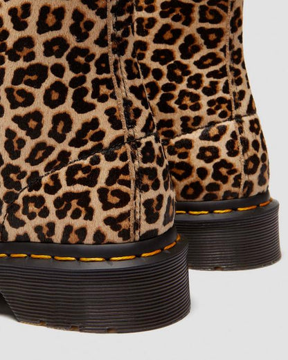 Dr. Martens Leopard Leather Lace Up Boots Light Tan - Womens