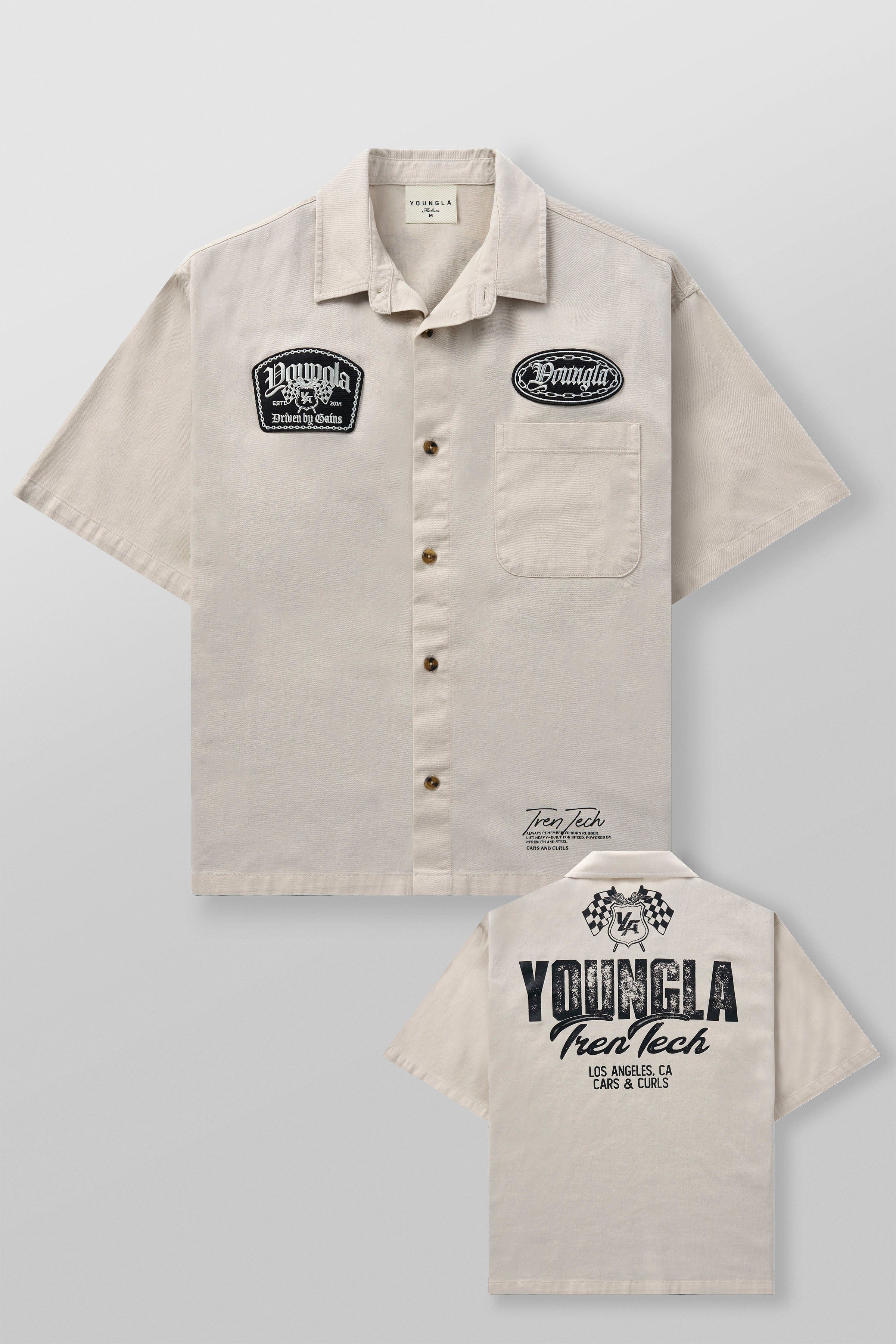 YoungLA 4179 - Cars & Curls - Mechanic Shirts Tan