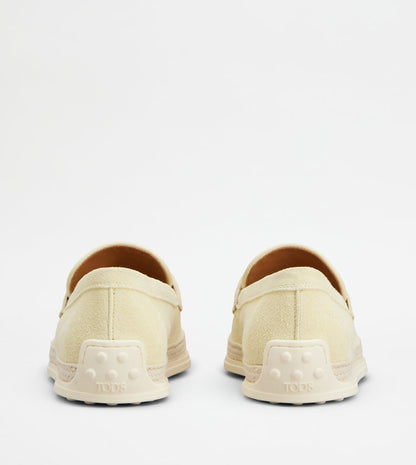 Tods Loafers In Suede Yellow Womens
