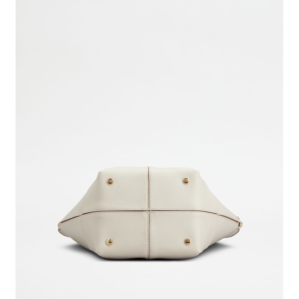 Tods Di Bag Folio Shoulder Bag In Leather Small White