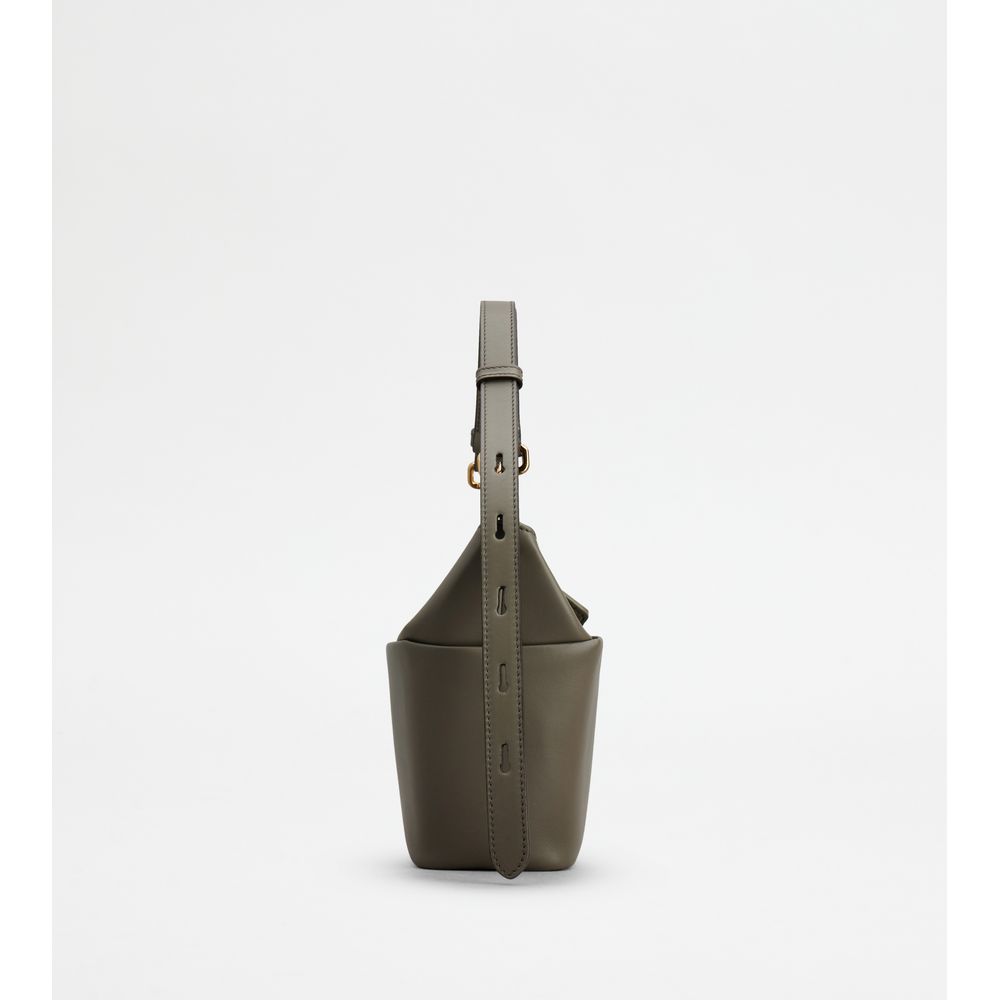 Tods T-Box Bag In Leather Mini Grey