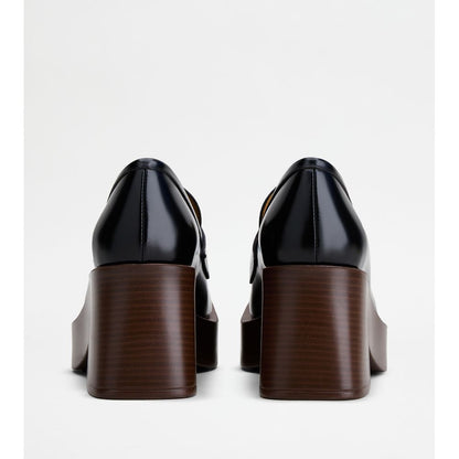 Tods Platform Loafers In Leather Black Womens