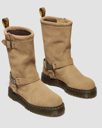 Dr Martens Anistone Hi Suede Biker Boots - Savannah Tan