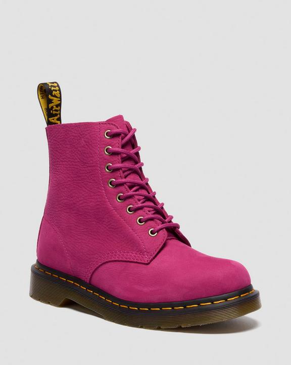 Dr. Martens Milled Nubuck Lace Up Boots Fuchsia Pink - Womens