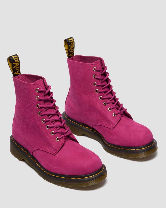 Dr. Martens Milled Nubuck Lace Up Boots Fuchsia Pink - Mens