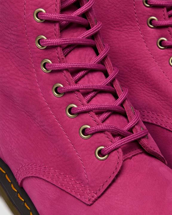 Dr. Martens Milled Nubuck Lace Up Boots Fuchsia Pink - Mens