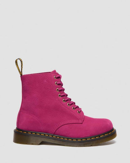 Dr. Martens Milled Nubuck Lace Up Boots Fuchsia Pink - Womens