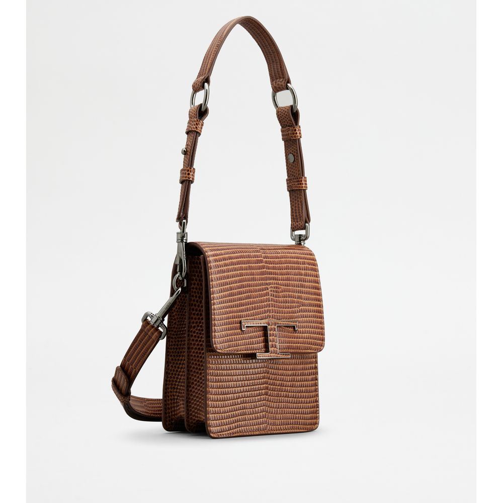 Tods T Timeless Bag In Leather Micro Brown