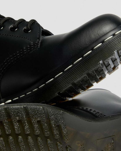 Dr Martens White Stitch Smooth Leather Lace Up Boots - Black