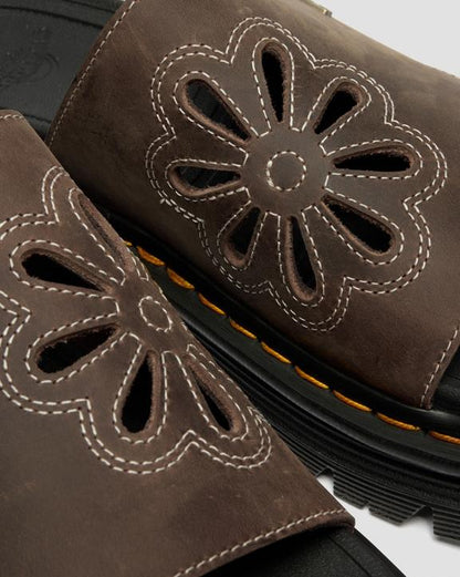 Dr Martens Zebzag Flower Slides - Dark Brown