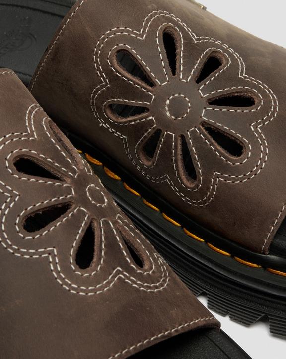 Dr Martens Zebzag Flower Slides - Dark Brown