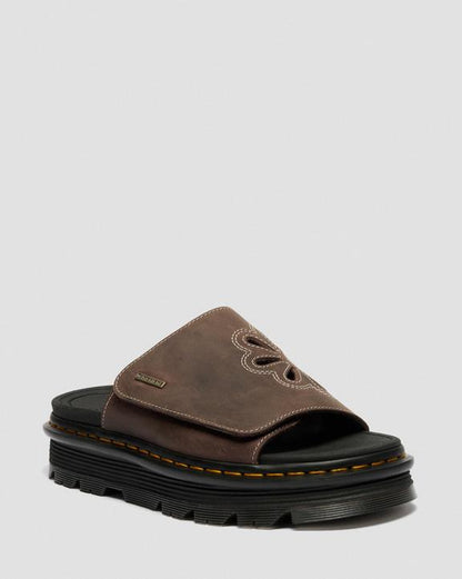 Dr Martens Zebzag Flower Slides - Dark Brown