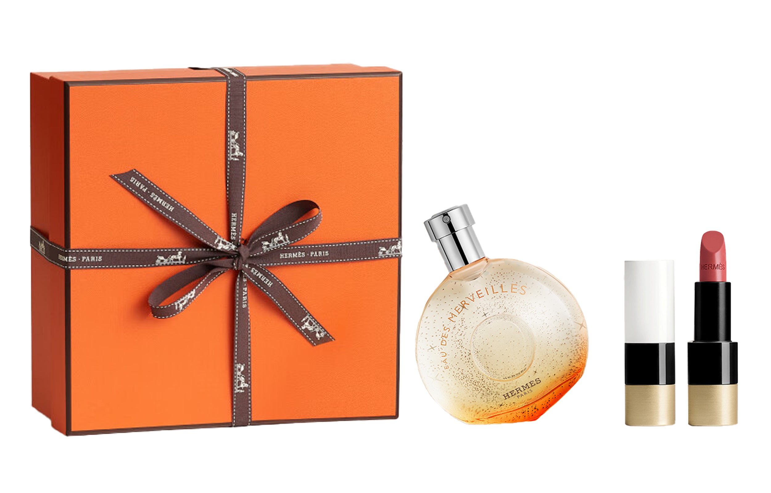Hermes Orange Starlight Perfume Satin Shine Lipstick Gift Box Sets Eau De Toilette Wooden 588070696