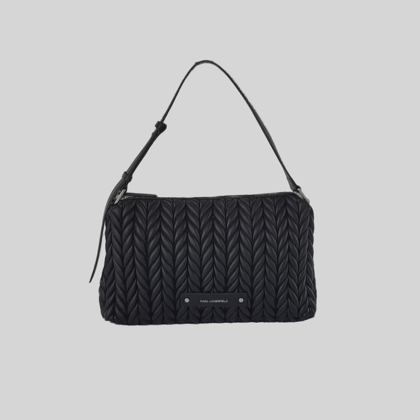 KarlLagerfeld Kweave Medium Shoulder Bag Black-Nickel