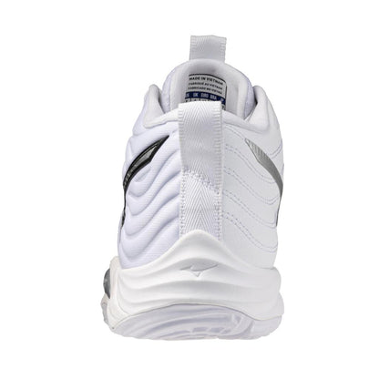 Mizuno Wave Momentum Elite Mid Volleyball Shoe White Metallic Grey