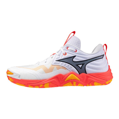 Mizuno Wave Momentum Elite Unisex Volleyball Shoe White Fiery Coral
