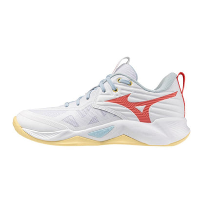 Mizuno Women's Wave Momentum Pro Volleyball Shoe White High Risk Red