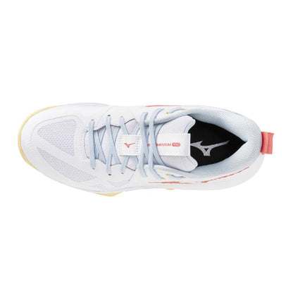 Mizuno Women's Wave Momentum Pro Volleyball Shoe White High Risk Red