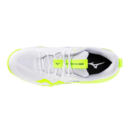 Mizuno Women's Wave Momentum Pro Volleyball Shoe White Lightning Yellow