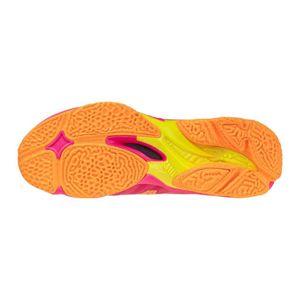 Mizuno Wave Lightning Elite Unisex Volleyball Shoe Pink Tetra Fortune Yellow