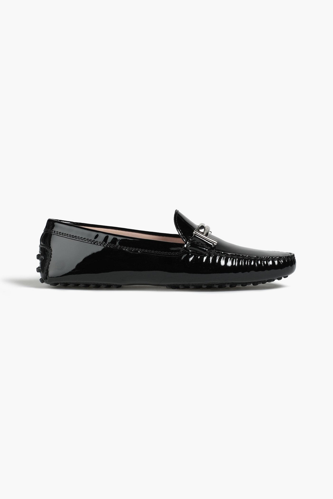 Tod's Double T Patent-Leather Loafers Black Women's
