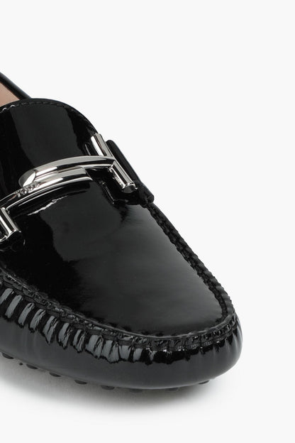 Tod's Double T Patent-Leather Loafers Black Women's