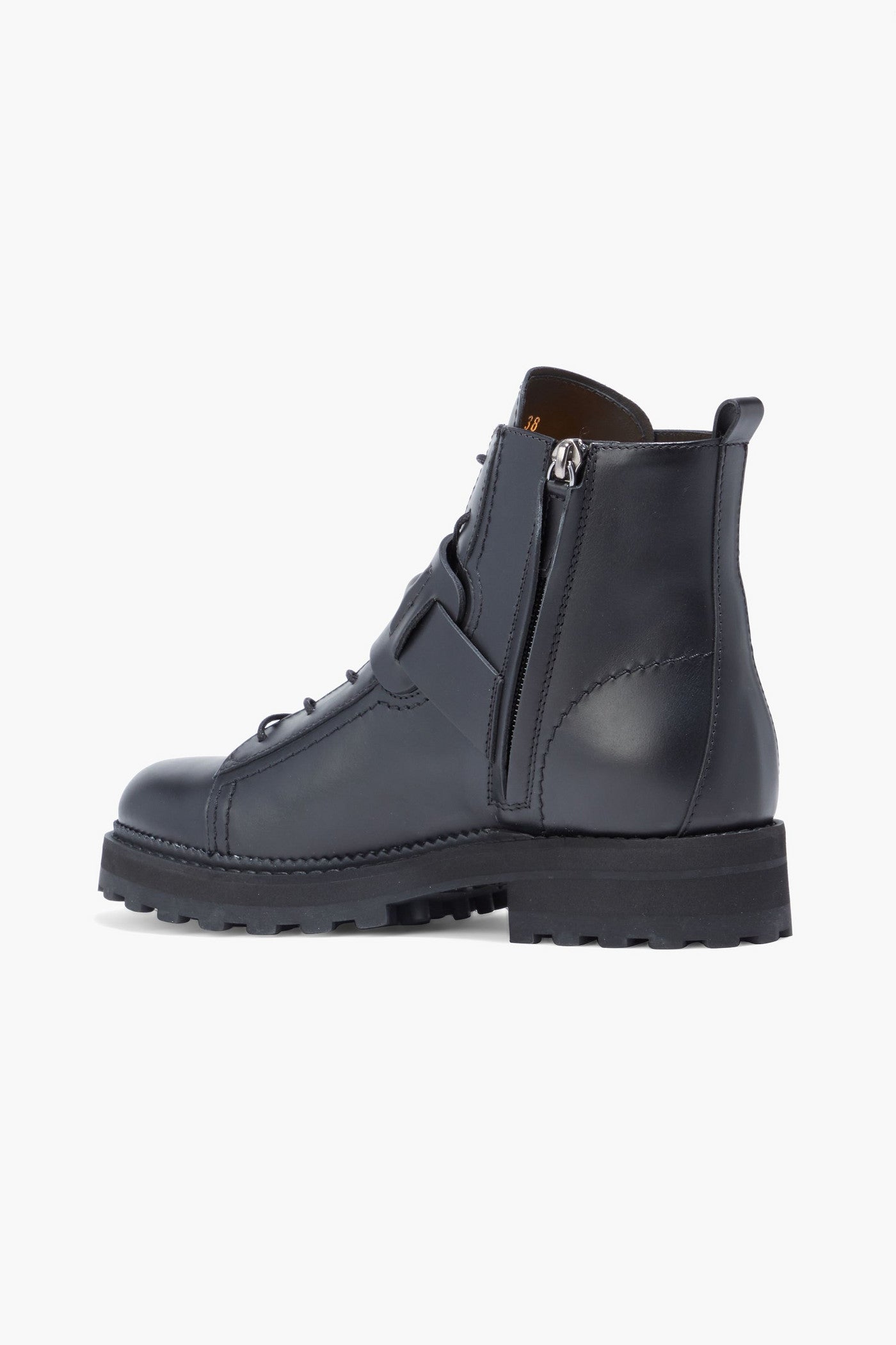Tod's Buckled Leather Combat Boots Black Women's