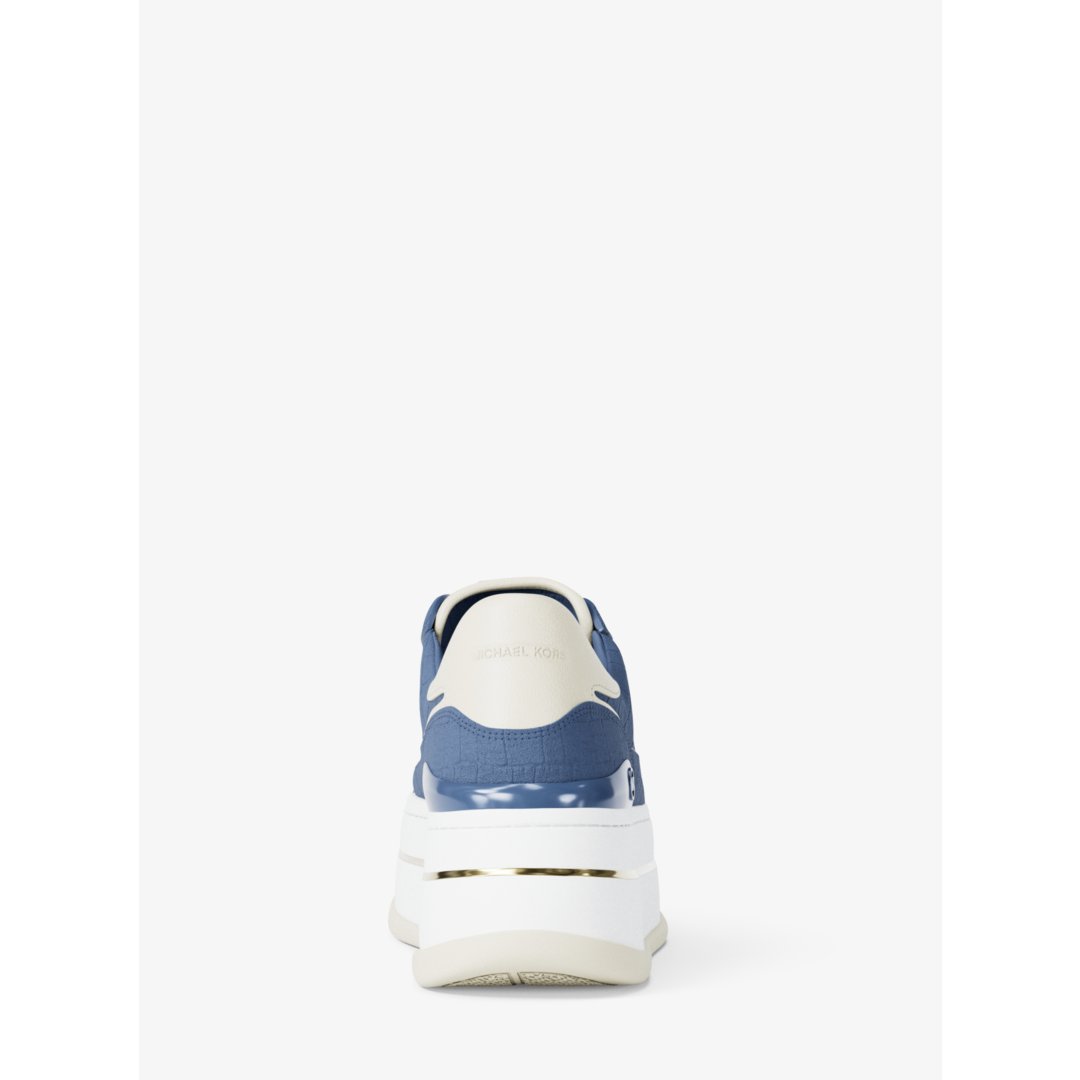 Michael Kors Hayes Crocodile Embossed Suede Platform Sneaker