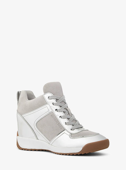 Michael Kors Nikko S2 Metallic Wedge Trainer SILVER