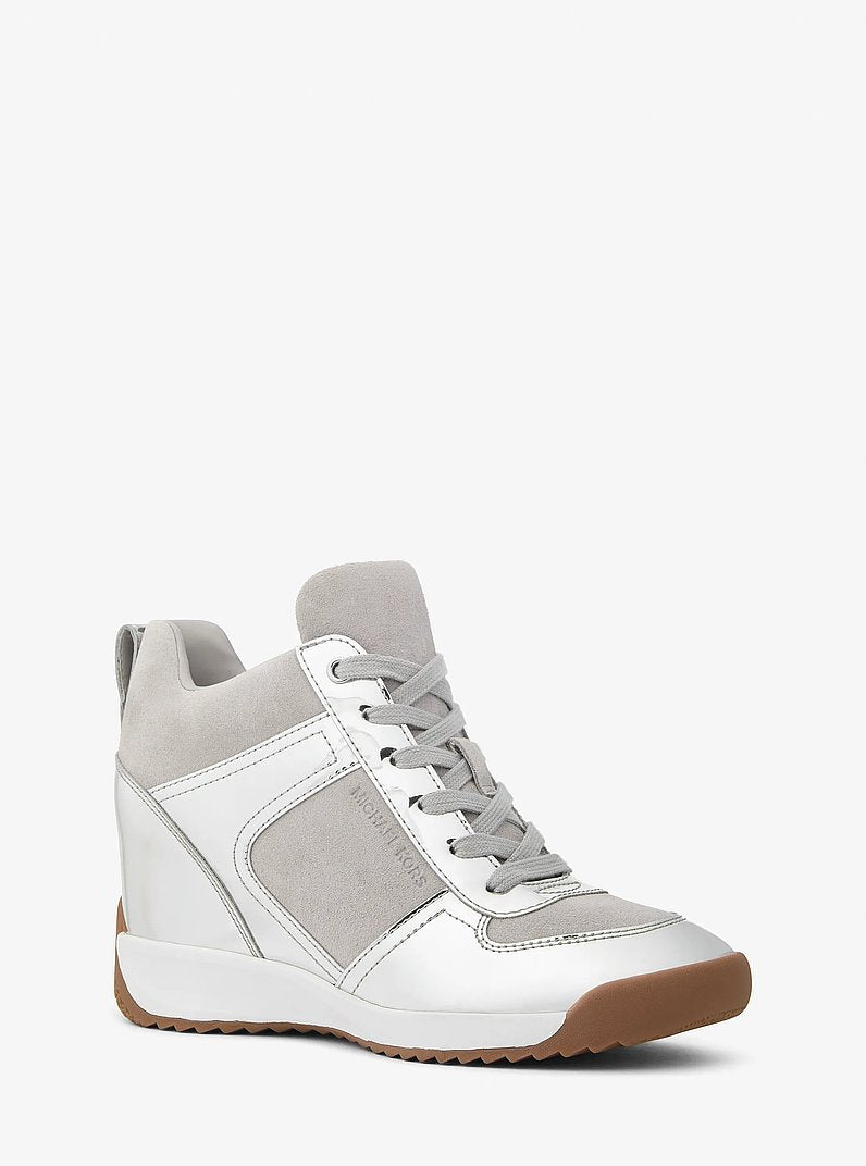 Michael Kors Nikko S2 Metallic Wedge Trainer SILVER
