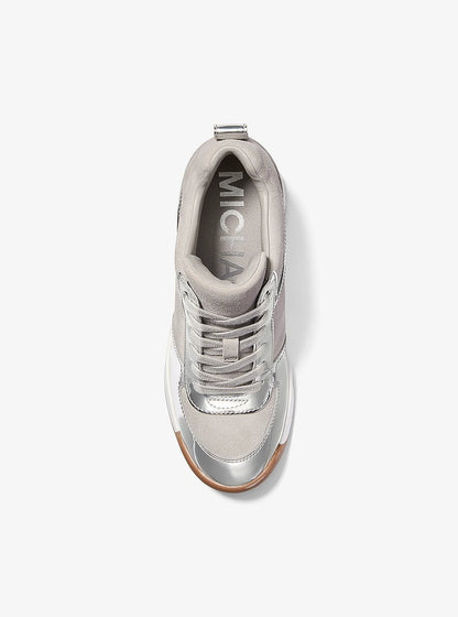 Michael Kors Nikko S2 Metallic Wedge Trainer SILVER