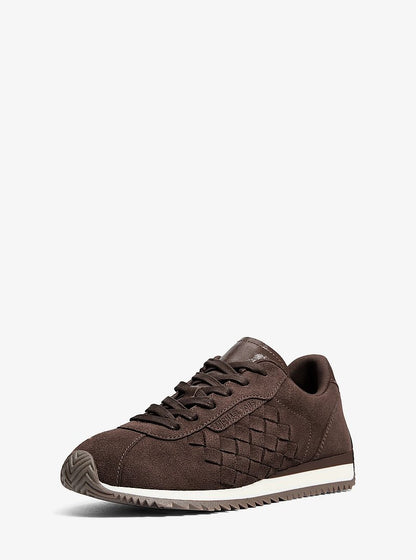 Michael Kors Rhodes Woven Suede Trainer CHOCOLATE