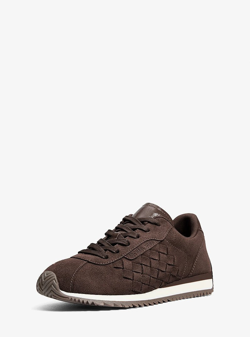 Michael Kors Rhodes Woven Suede Trainer CHOCOLATE