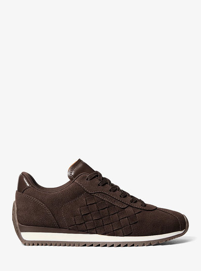 Michael Kors Rhodes Woven Suede Trainer CHOCOLATE