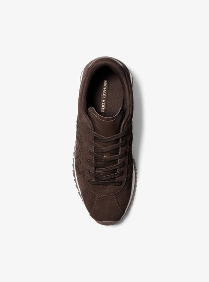 Michael Kors Rhodes Woven Suede Trainer CHOCOLATE