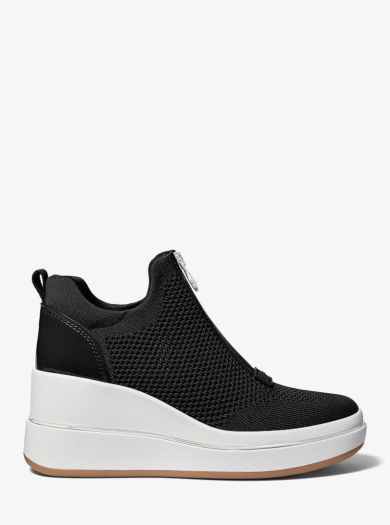 Michael Kors Emmy Mesh Zip-Up Wedge Trainer BLACK