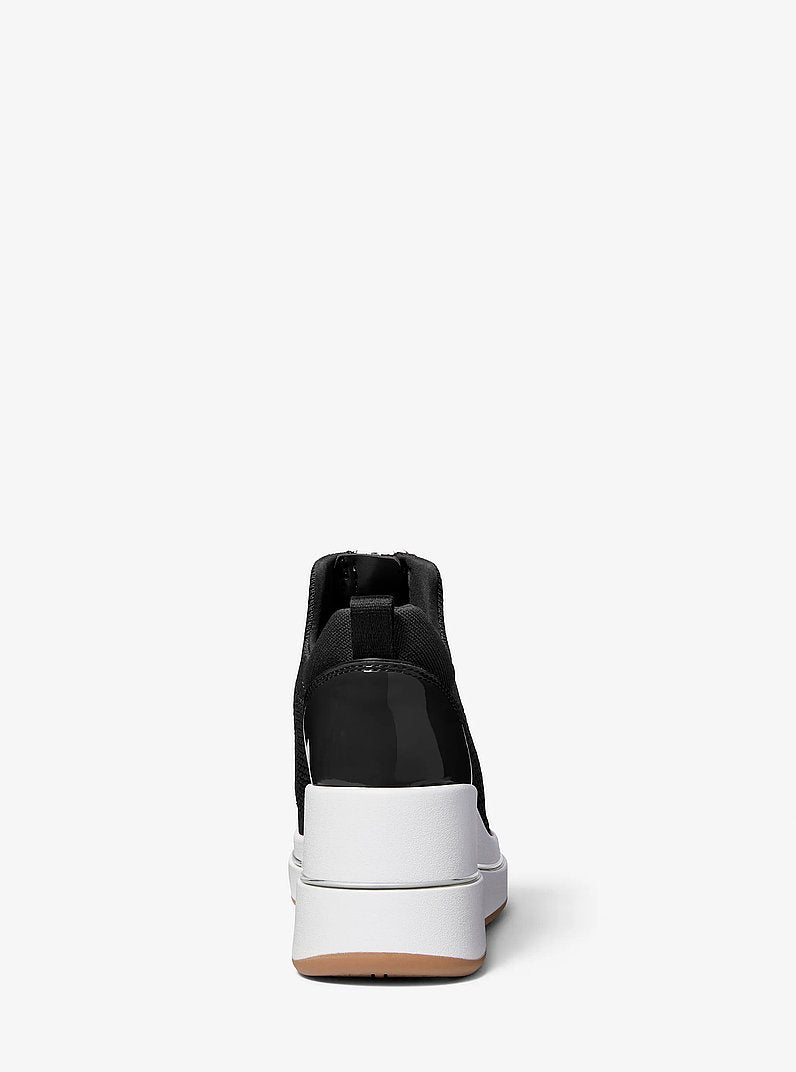 Michael Kors Emmy Mesh Zip-Up Wedge Trainer BLACK