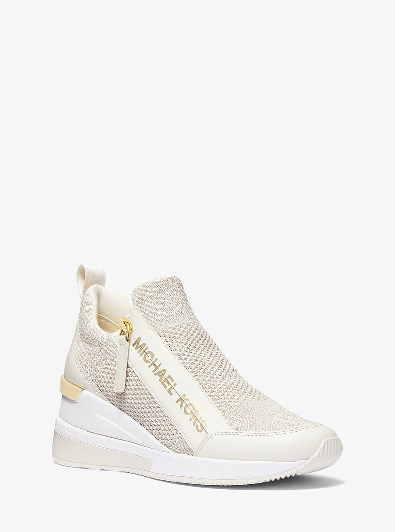 Michael Kors Willis Metallic Stretch Knit Trainer CHAMPAGNE