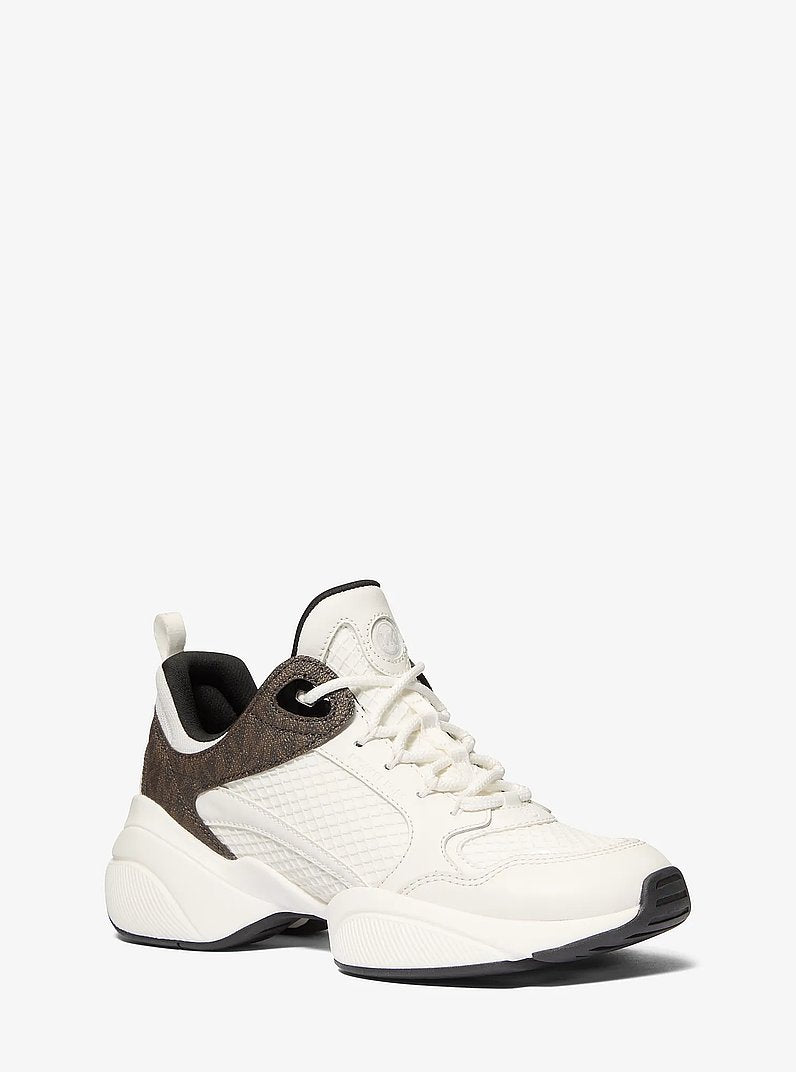 Michael Kors Bowie Mesh and Signature Logo Trainer BROWN MULTI
