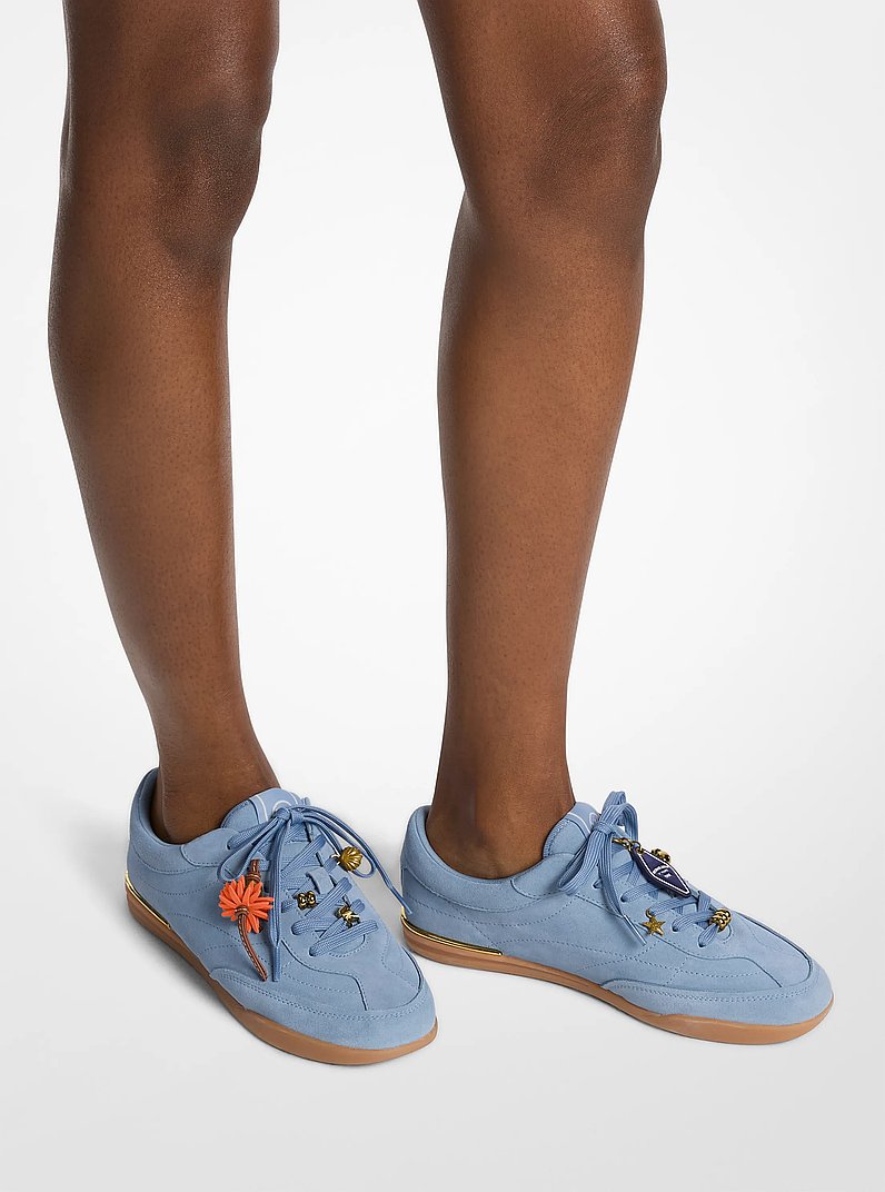 Michael Kors Nolan Embellished Suede Sneaker CHAMBRAY