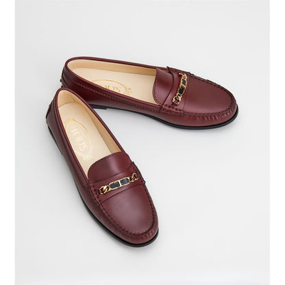 Tods City Gommino Driving Shoes In Leather Burgundy Womens