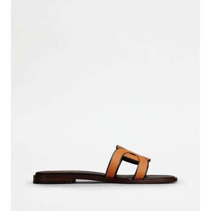 Tods Sandals In Leather Orange Womens