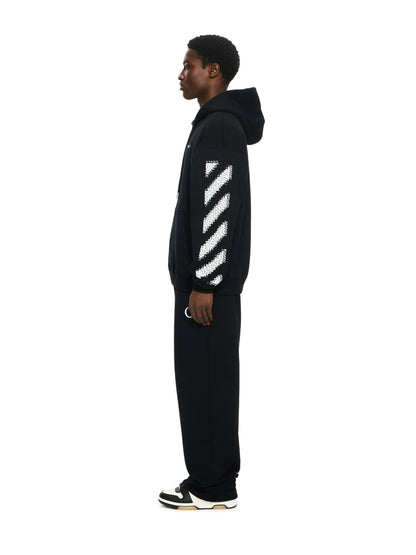 Off-White Pixel Diagonal Skate Hoodie Black