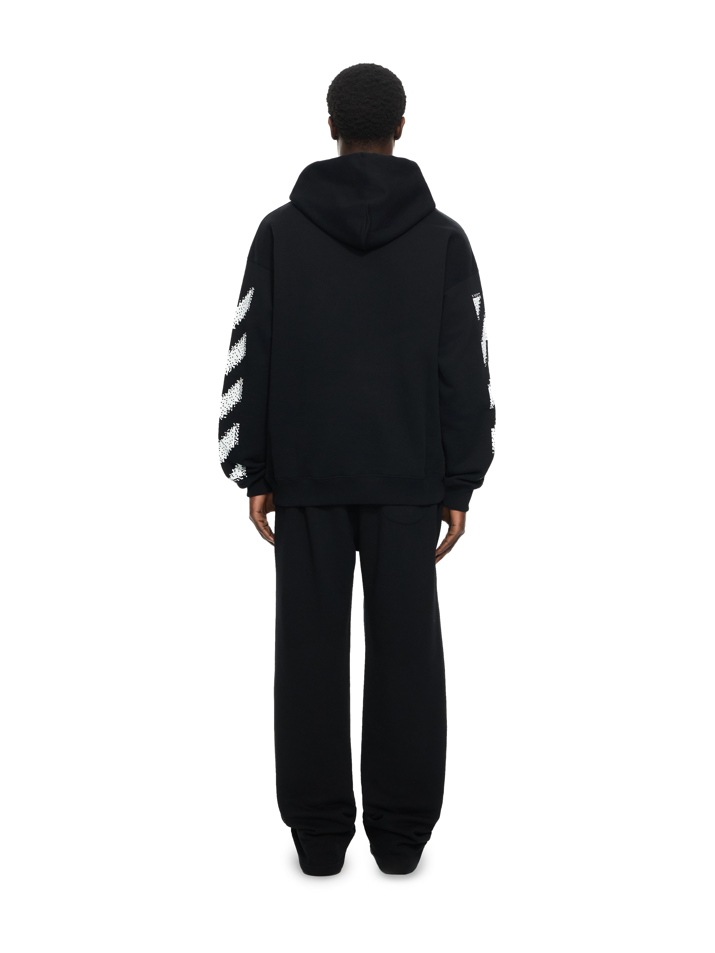 Off-White Pixel Diagonal Skate Hoodie Black
