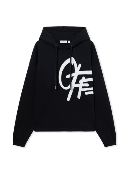 Off-White Spray Logo Loose Hoodie Black