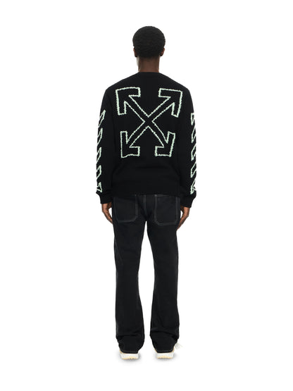 Off-White Diagonal Arrow Fuzzy Crewneck Sweater Black